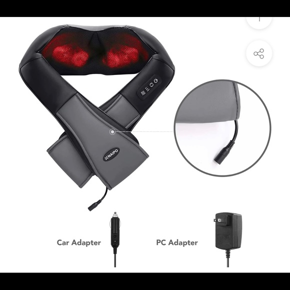 NAIPO SHIATSU BACK AND NECK ROTATING MASSAGER WITH HEAT 3D DEEP KNEADING. NEW!!! - Picture 6 of 12